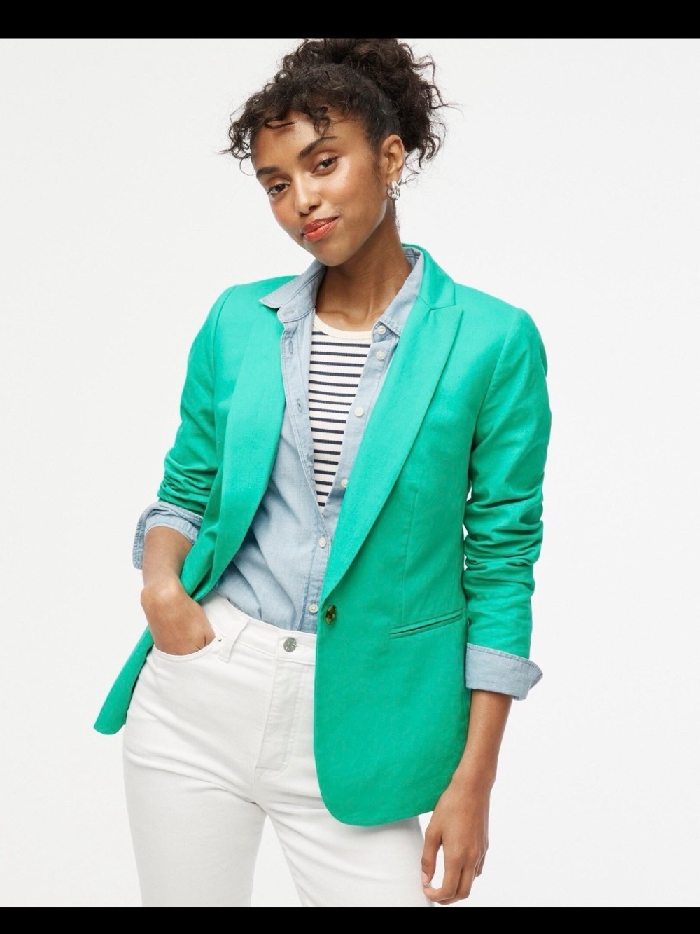 J. Crew Emerald Green Single-Button Blazer
